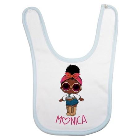 Bavaglino neonata personalizzato con nome lol con la bandana e occhiali Cartoon