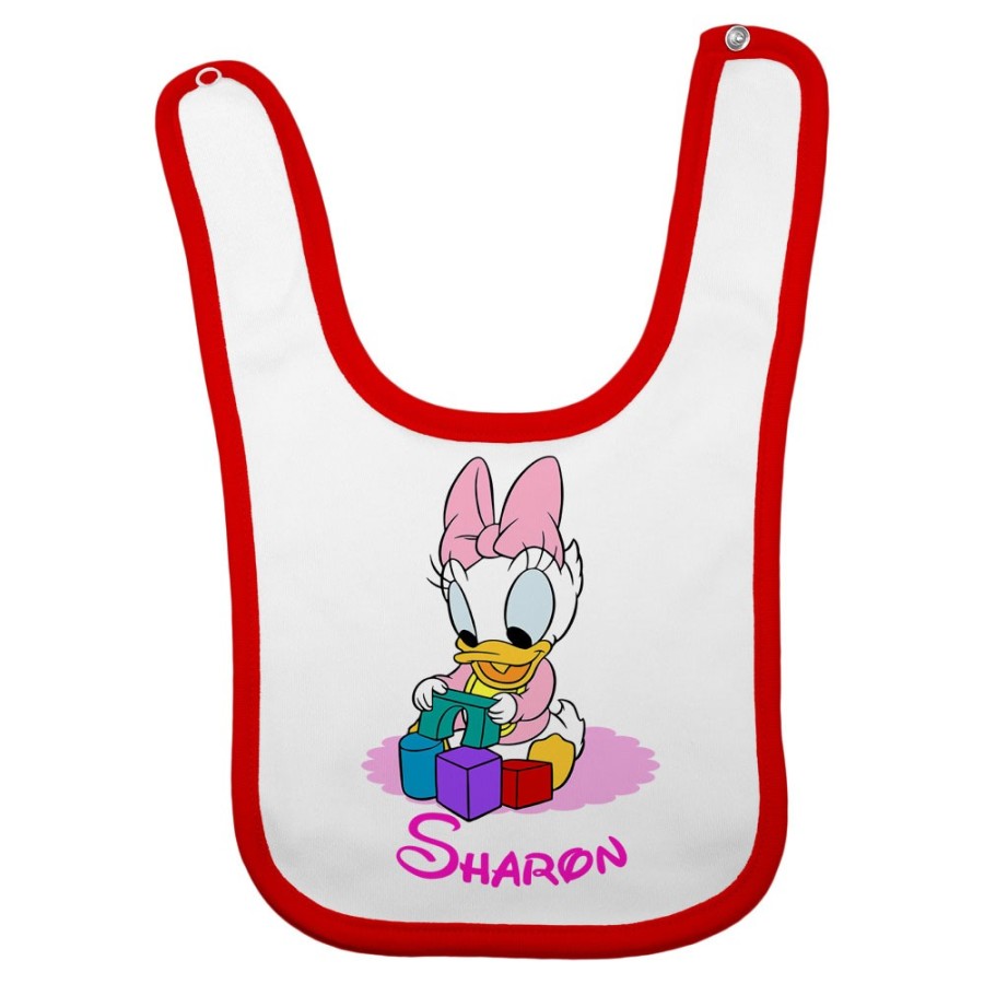 Bavaglino neonata personalizzato con nome baby paperina Cartoon