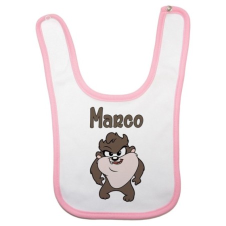 Bavaglino neonato personalizzato con nome baby tazmania Cartoon