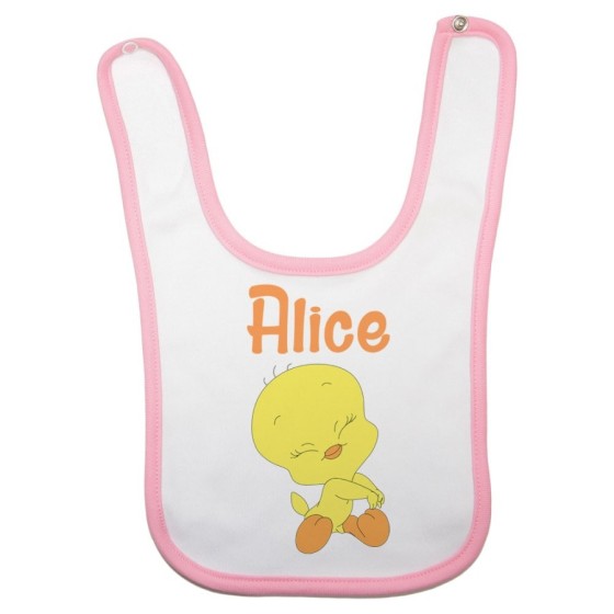 Bavaglino neonata personalizzato con nome baby titti coccolosa Cartoon
