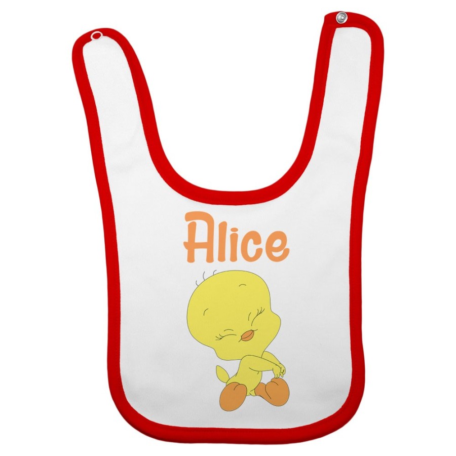 Bavaglino neonata personalizzato con nome baby titti coccolosa Cartoon
