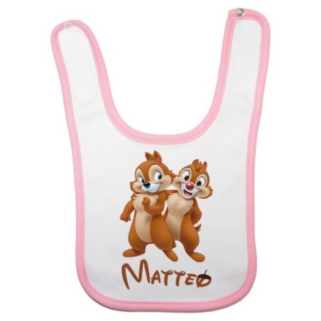 Bavaglino neonato personalizzato con nome cip e ciop Cartoon