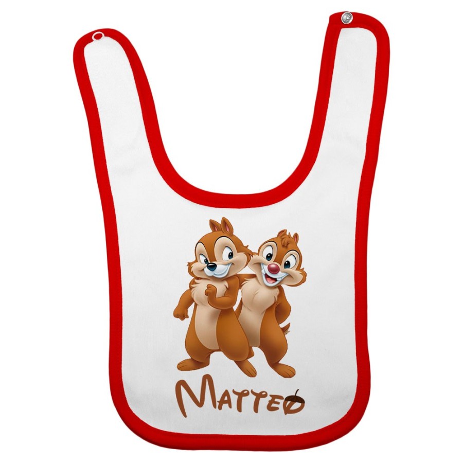 Bavaglino neonato personalizzato con nome cip e ciop Cartoon