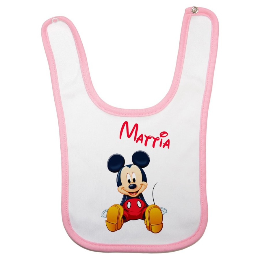 Bavaglino neonato personalizzato con nome cute topolino Cartoon