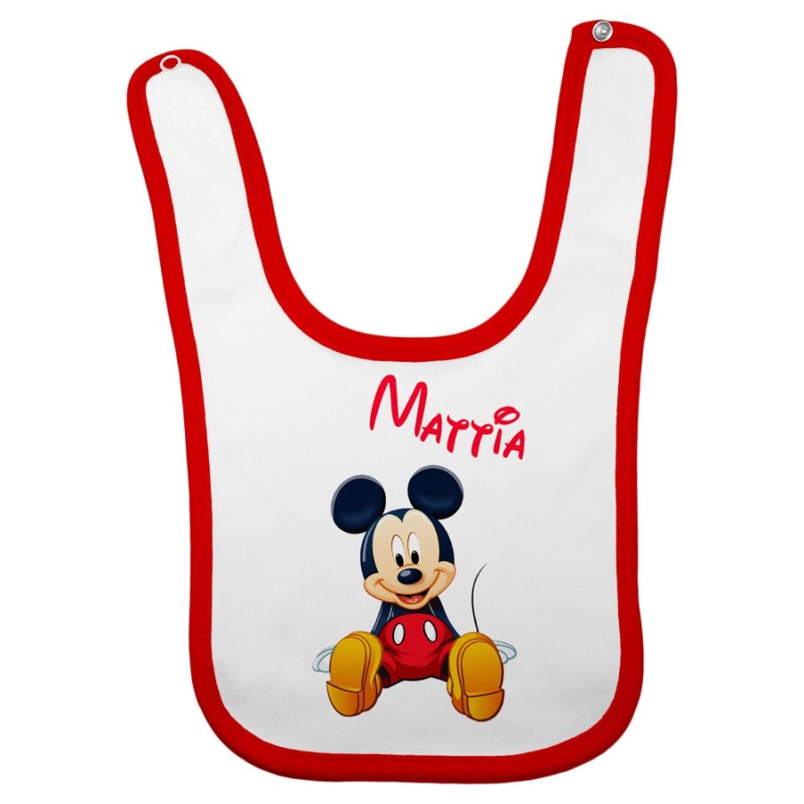 Bavaglino neonato personalizzato con nome cute topolino Cartoon