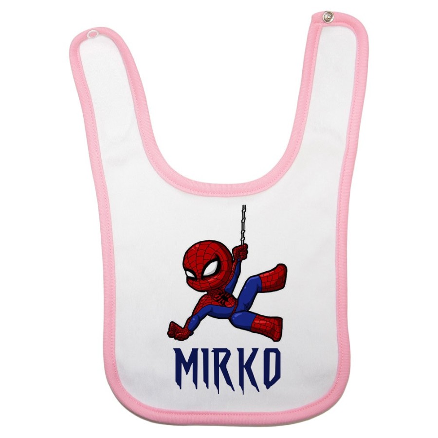Bavaglino neonato personalizzato con nome baby spiderman Cartoon