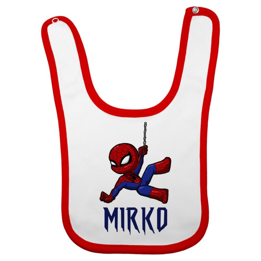 Bavaglino neonato personalizzato con nome baby spiderman Cartoon