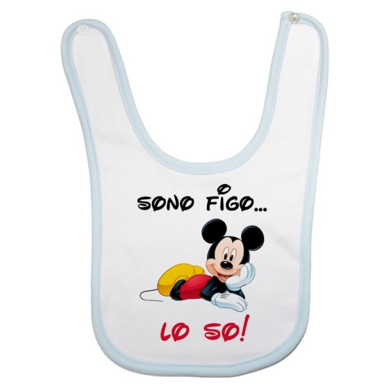 Bavaglino neonato sono figo lo so con topolino Cartoon
