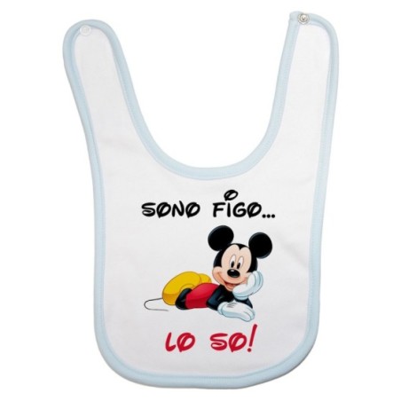 Bavaglino neonato sono figo lo so con topolino