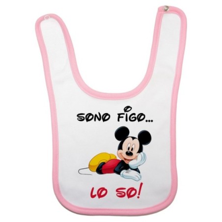 Bavaglino neonato sono figo lo so con topolino Cartoon