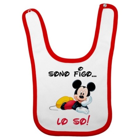 Bavaglino neonato sono figo lo so con topolino Cartoon