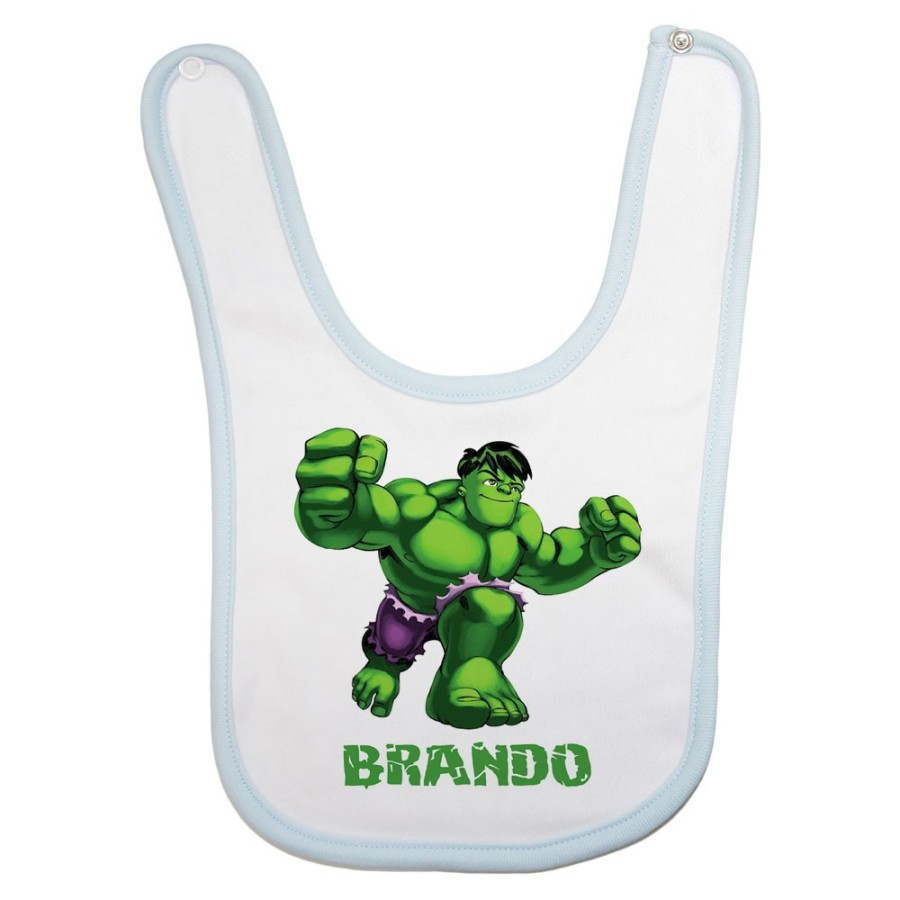 Bavaglino neonato personalizzato con nome hulk Cartoon