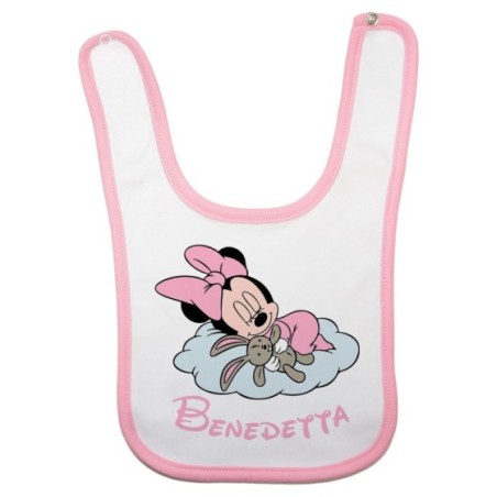 Bavaglino neonata personalizzato con nome minnie sleeping
