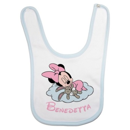 Bavaglino neonata personalizzato con nome minnie sleeping Cartoon