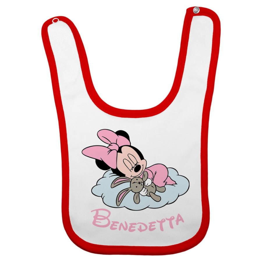 Bavaglino neonata personalizzato con nome minnie sleeping Cartoon