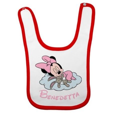 Bavaglino neonata personalizzato con nome minnie sleeping Cartoon