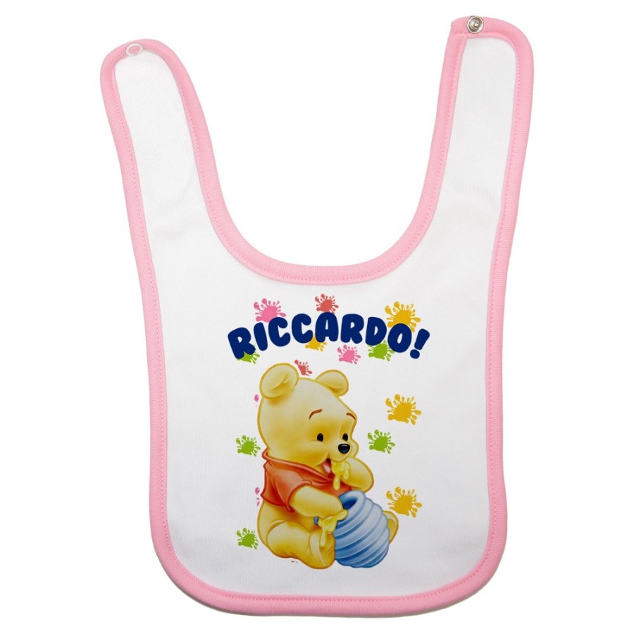 Bavaglino neonato personalizzato con nome baby winnie the pooh Cartoon