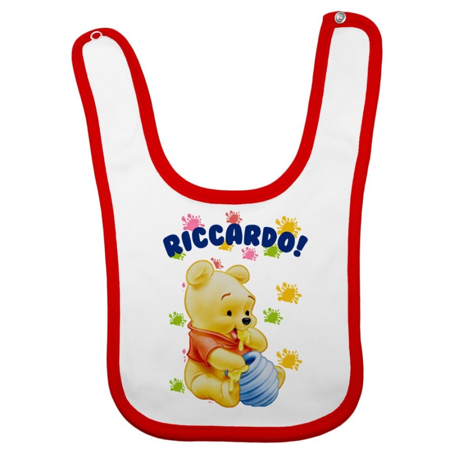 Bavaglino neonato personalizzato con nome baby winnie the pooh Cartoon