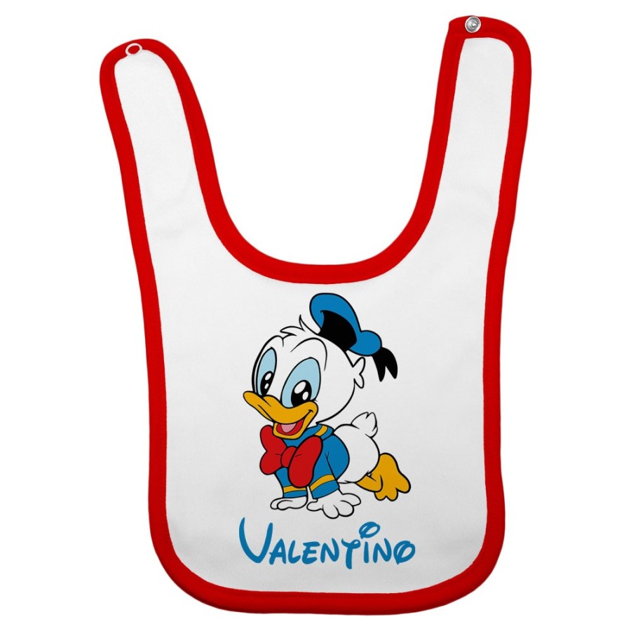 Bavaglino neonato personalizzato con nome baby paperino Cartoon