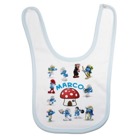 Bavaglino neonato personalizzato con nome puffi