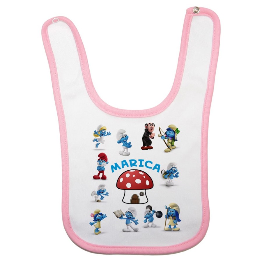 Bavaglino neonato personalizzato con nome puffi Cartoon
