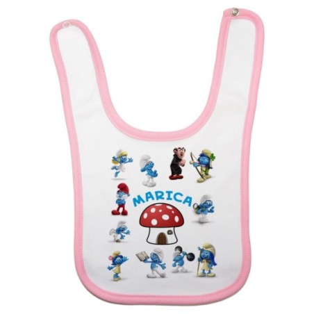 Bavaglino neonato personalizzato con nome puffi Cartoon