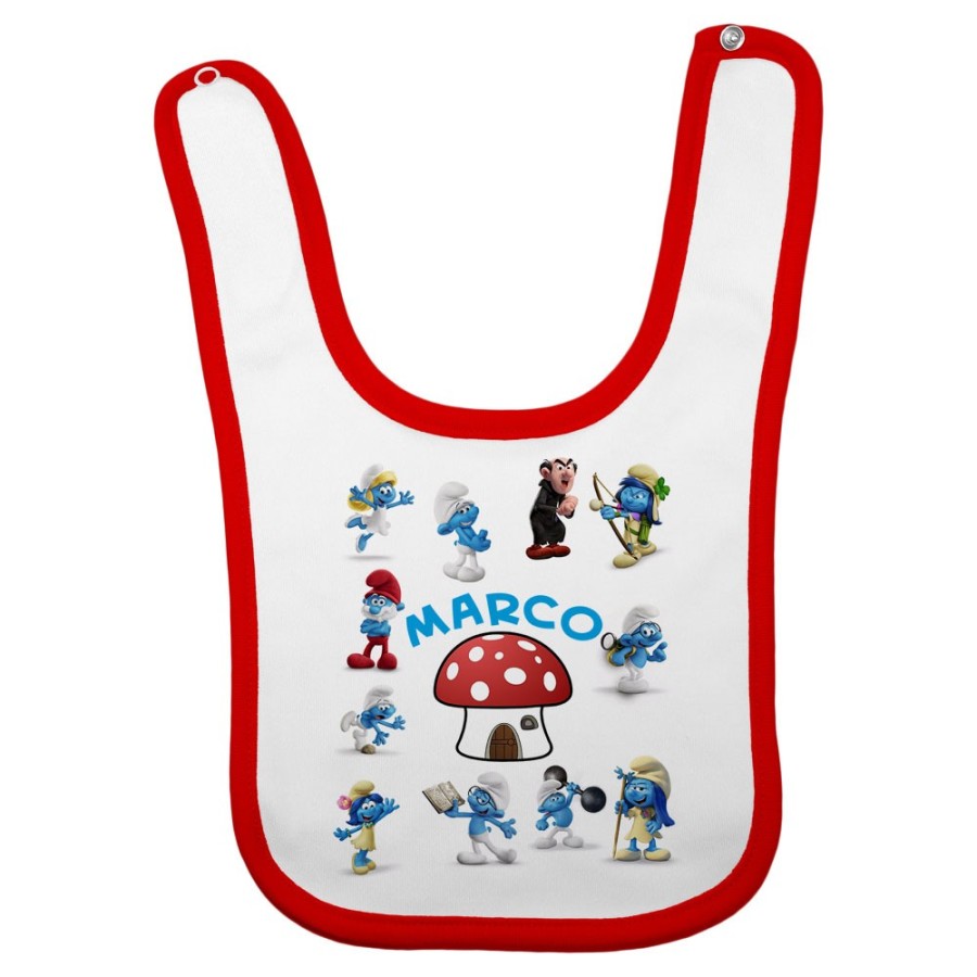 Bavaglino neonato personalizzato con nome puffi Cartoon