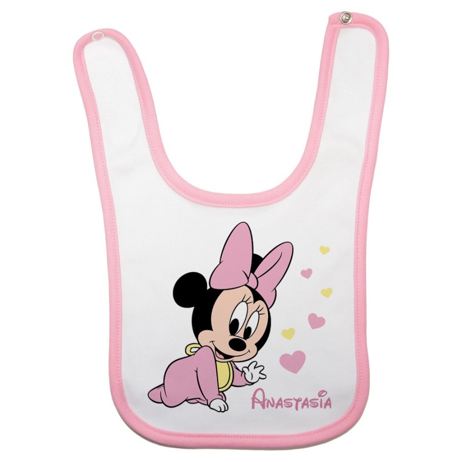 Bavaglino neonata personalizzato con nome baby minnie Cartoon