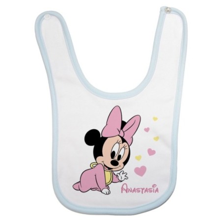 Bavaglino neonata personalizzato con nome baby minnie Cartoon
