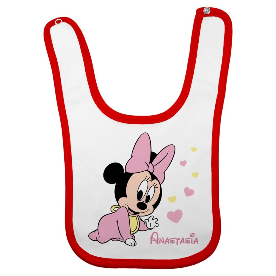 Bavaglino neonata personalizzato con nome baby minnie Cartoon