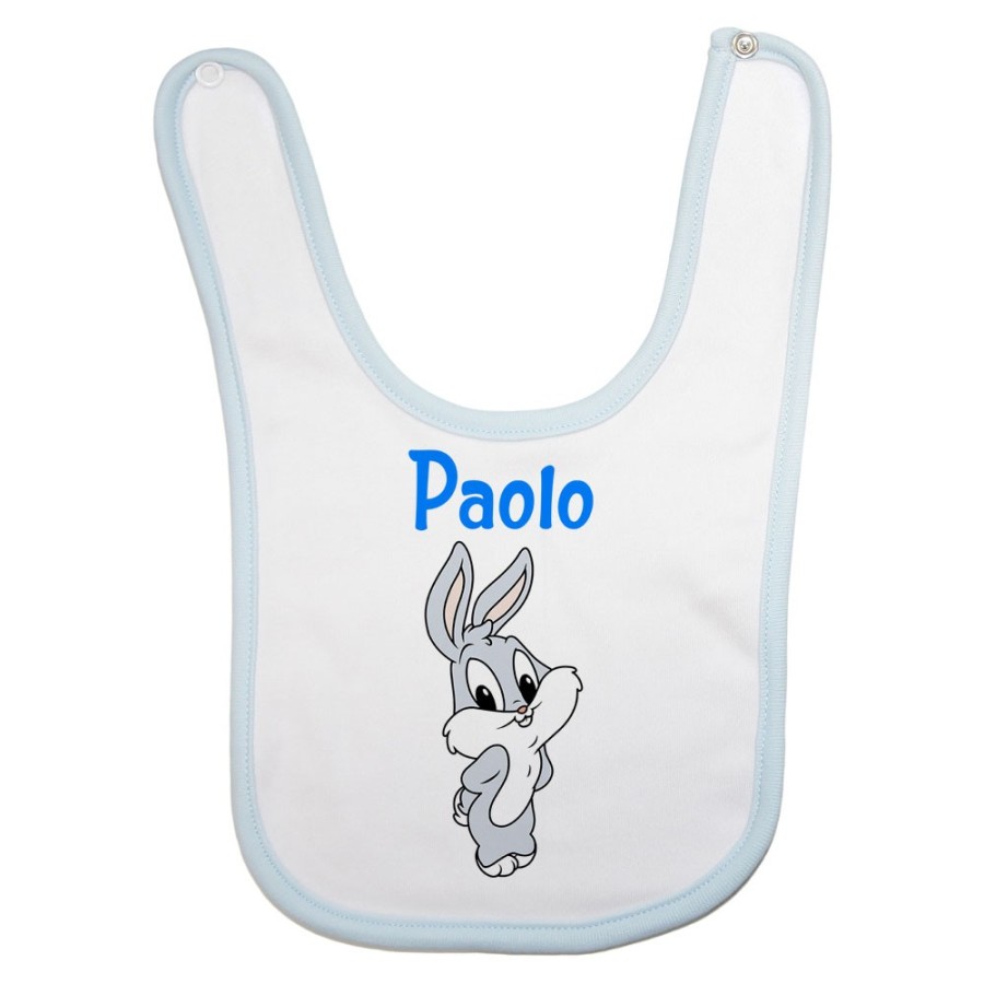 Bavaglino neonato personalizzato con nome bugs bunny - lola bunny Cartoon