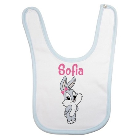 Bavaglino neonato personalizzato con nome bugs bunny - lola bunny Cartoon