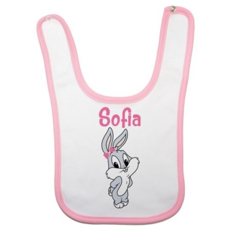 Bavaglino neonato personalizzato con nome bugs bunny - lola bunny Cartoon