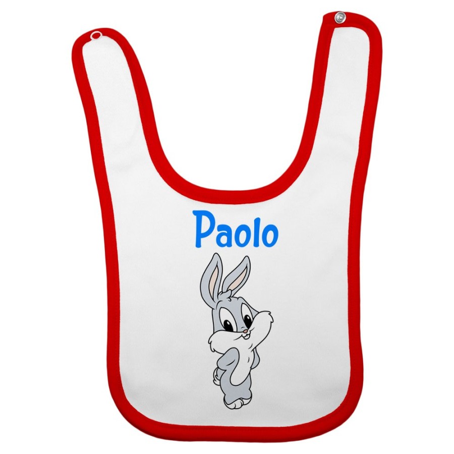 Bavaglino neonato personalizzato con nome bugs bunny - lola bunny Cartoon