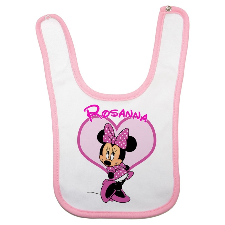 Bavaglino neonata personalizzato con nome minnie Cartoon