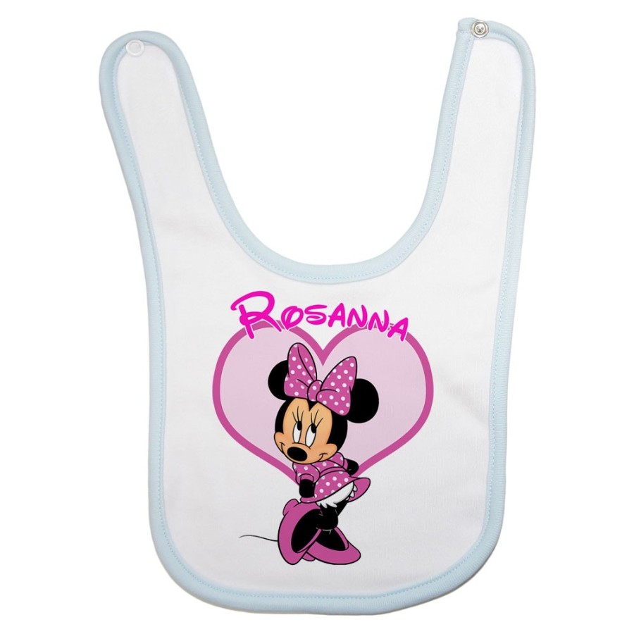 Bavaglino neonata personalizzato con nome minnie Cartoon