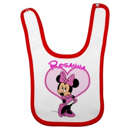 Bavaglino neonata personalizzato con nome minnie Cartoon