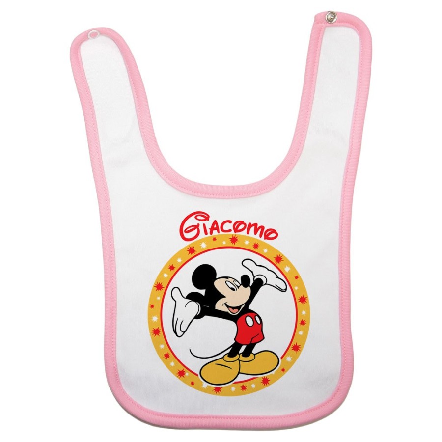Bavaglino neonato personalizzato con nome topolino Cartoon