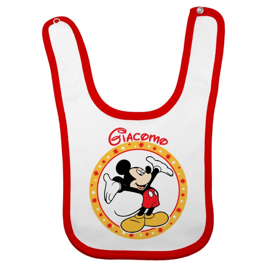 Bavaglino neonato personalizzato con nome topolino Cartoon