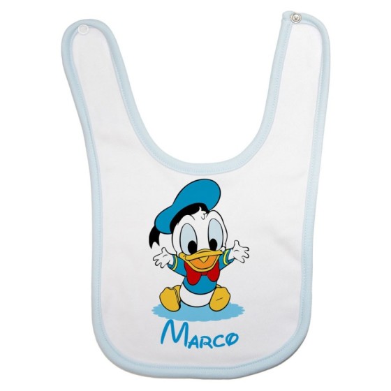 Bavaglino neonato personalizzato con nome baby paperino Cartoon