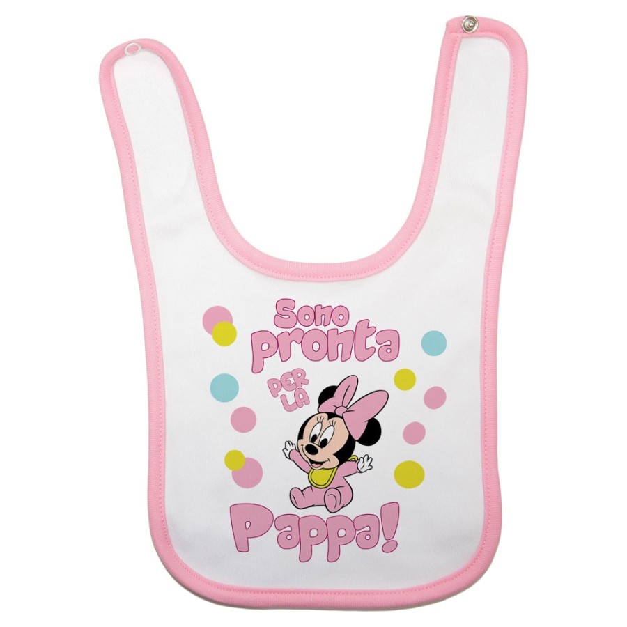 Bavaglino neonata sono pronta per la pappa baby minnie Cartoon