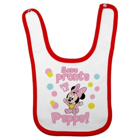 Bavaglino neonata sono pronta per la pappa baby minnie Cartoon
