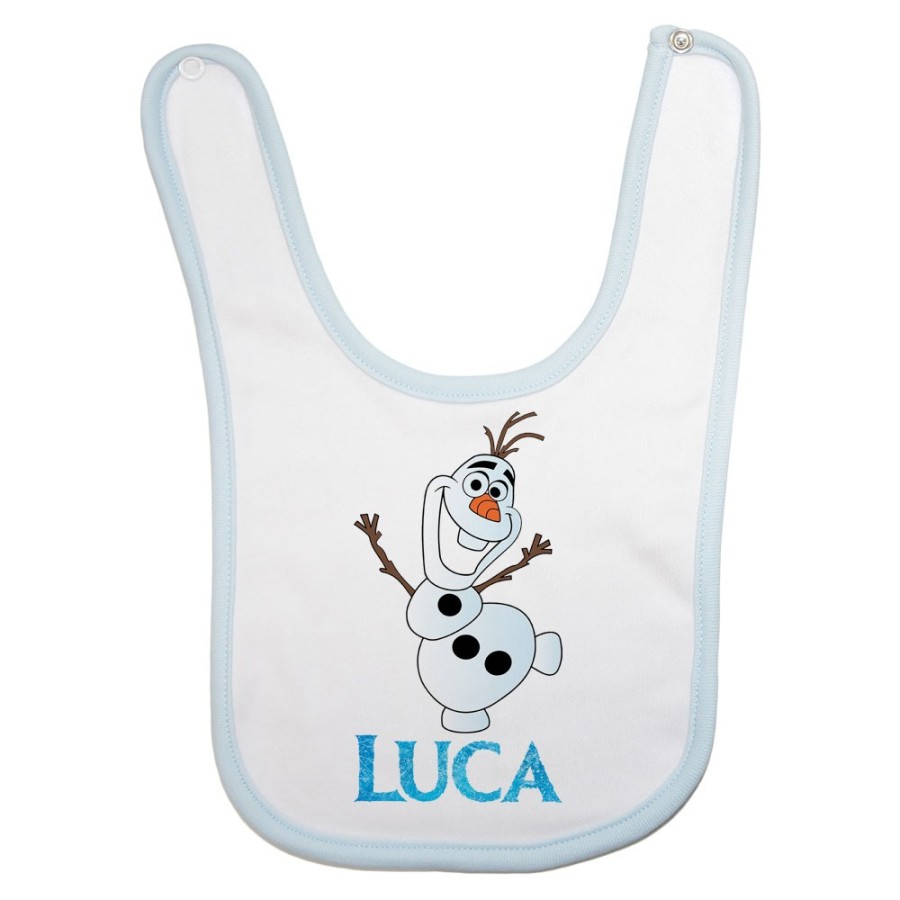 Bavaglino neonato personalizzato con nome olaf Cartoon