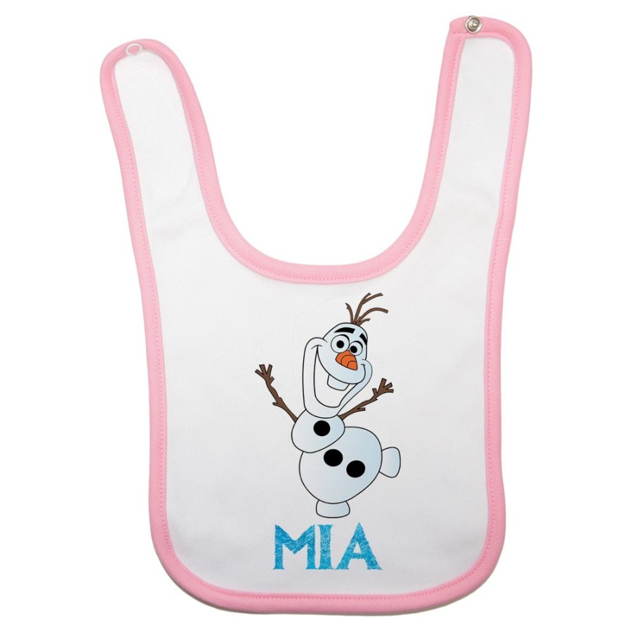 Bavaglino neonato personalizzato con nome olaf Cartoon
