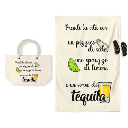 Coordinato telo borsa mare personalizzabile prendi la...