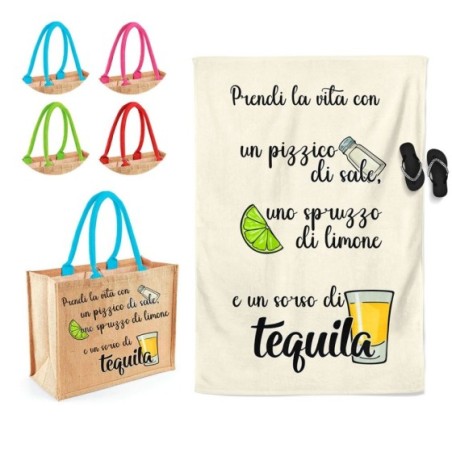 Coordinato telo borsa mare personalizzabile prendi la...