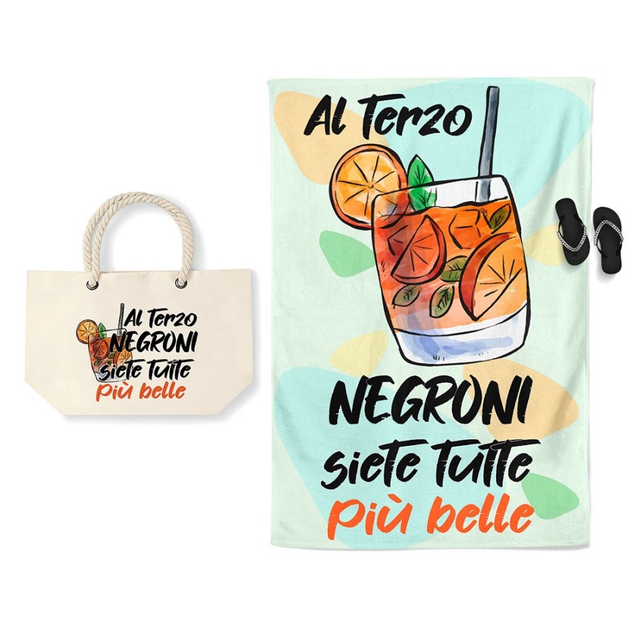 Coordinato telo e borsa mare personalizzabile con nome al terzo negroni siete tutte piu belle Cocktail