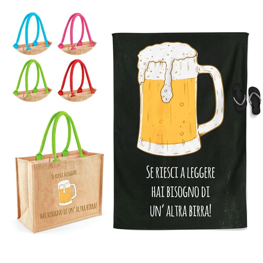 Coordinato telo borsa mare personalizzabile se riesci a leggere hai bisogno di un'altra birra Cocktail