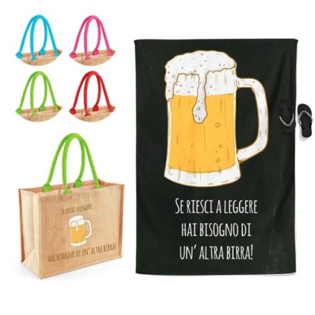 Coordinato telo borsa mare personalizzabile se riesci a leggere hai bisogno di un'altra birra Cocktail