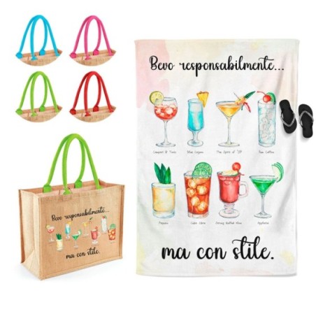 Coordinato telo e borsa mare personalizzabile con nome...